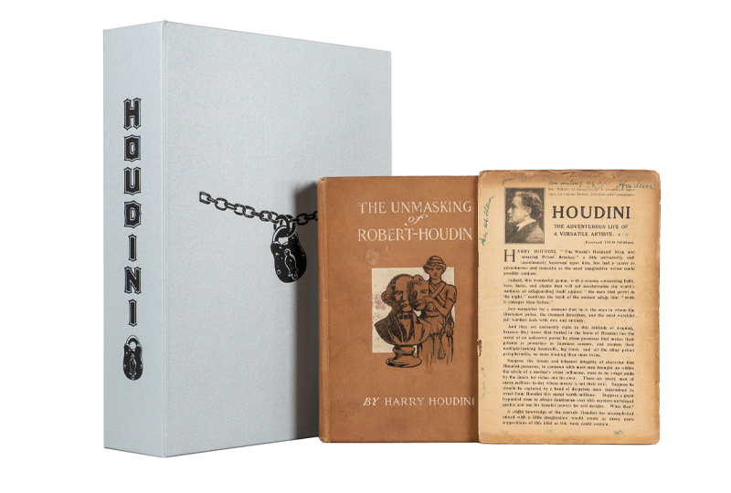 Harry Houdini. The Unmasking of Robert-Houdin, Inscribed Copy with Signed Photographs and Annotated; and a Signed Pitch Book