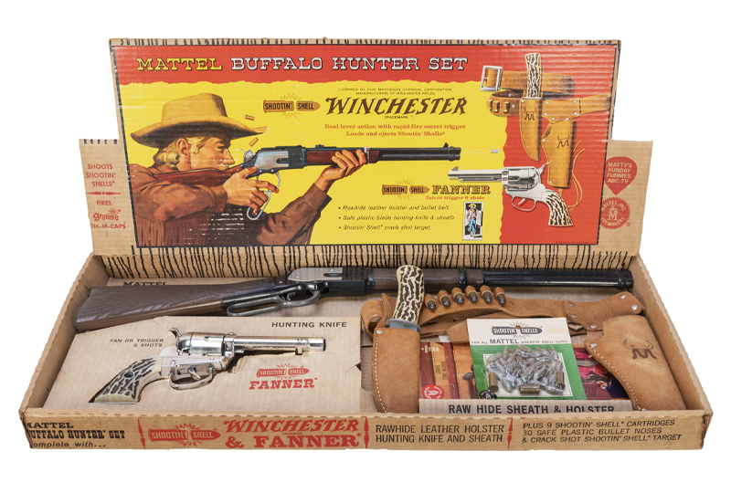 Mattel Buffalo Hunter Set with Shootin’ Shell Winchester and Fanner Revolver.
