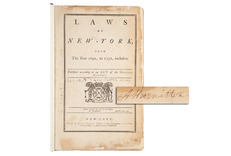 Alexander Hamilton's Copy of The Laws of New-York, from The Year 1691, to 1751.