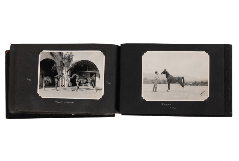 William Keith Kellogg. Album of Original Photographs of Arabian Horses and Celebrities at Kellogg's Ranch in Pomona, CA.