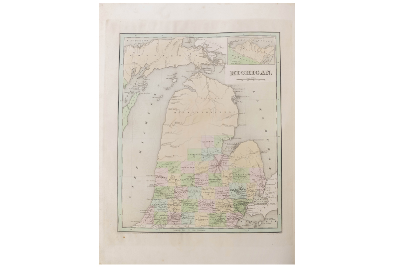 Bradford's First Large Edition Atlas of America featuring early maps of Texas and Michigan