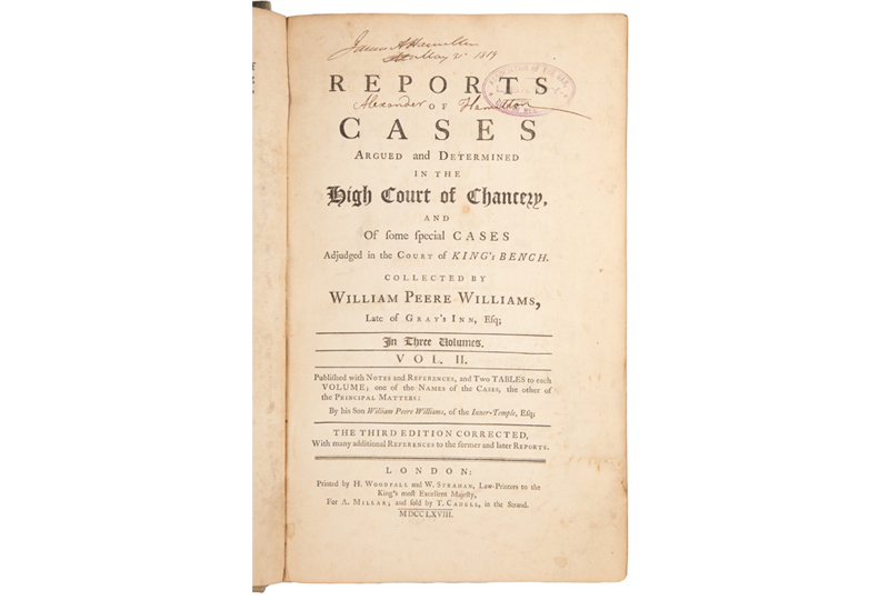 Alexander Hamilton. Reports of Cases Argued and Determined in the High Court of Chancery.