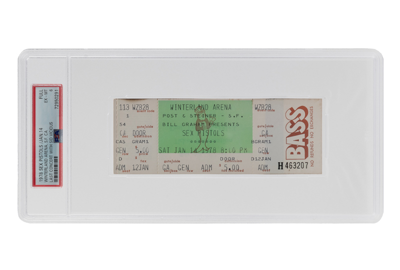 Sex Pistols 1978 Unused Winterland Concert Ticket / Final Concert.