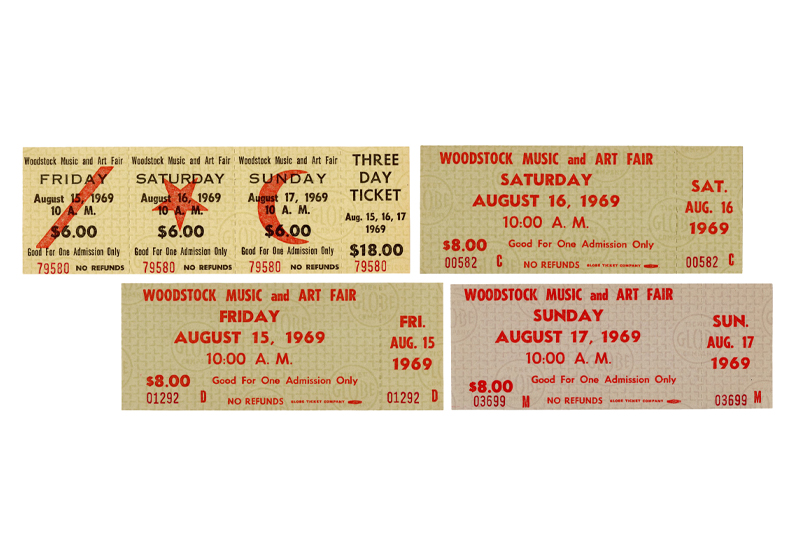 Unused Woodstock concert tickets
