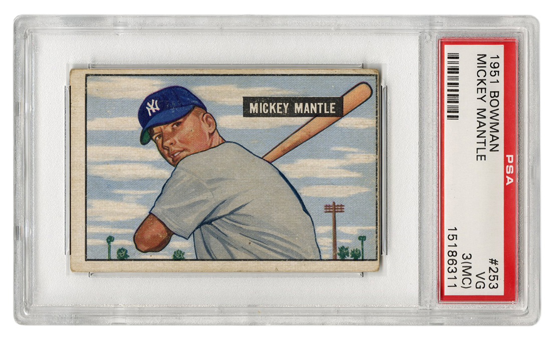 A 1951 Bowman Mickey Mantle Rookie Baseball Card No. 253 (PSA 3 VG)